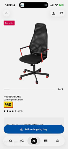 Ikea huvudspelare black gaming - black,