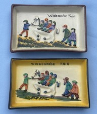 2 x Watcombe Pottery Torquay Novelty Widecombe Fair Pin Trays
