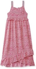 M&S Red Mix Zig Zag Ruffle maxi Dress Size 15-16 Years Kids Girls  BNWT