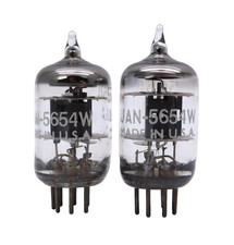 Matched Pair GE USA JAN 5654W 6AK5 EF95 White Print Halo Getter Valves