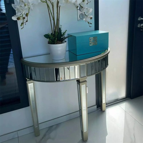 90cm mirrored console table - mirrored,