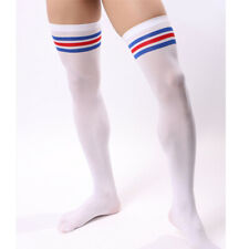 1 Pair Men Soccer Thigh Stocks High Stockings Velvet Sport Striped Long Socks