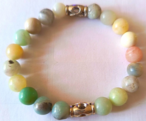 Morganite stone beaded stretch - morganite,