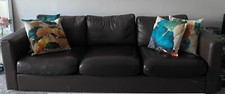 brown IKEA leather 3 seater sofa(used but very good condition)