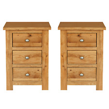 Pair of Small Oak Bedside Table | Narrow Lamp Nightstand | Solid Wood Cabinet