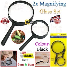 2x Small/Large 60/90mm Magnifying Glass Handheld Magnifier Reading Jewelry Loupe