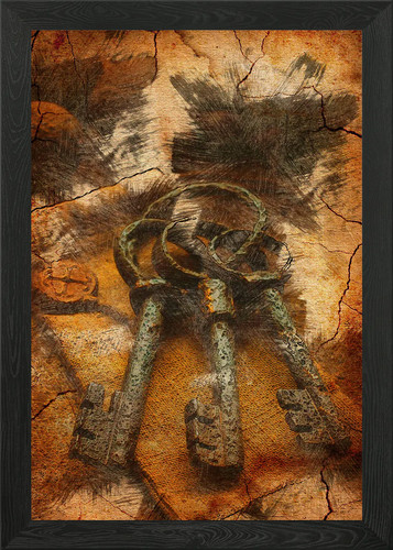 Bunch old keys framed wall - bunch,