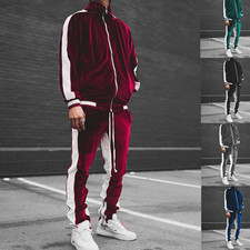 Mens 2 Piece Velvet Tracksuit