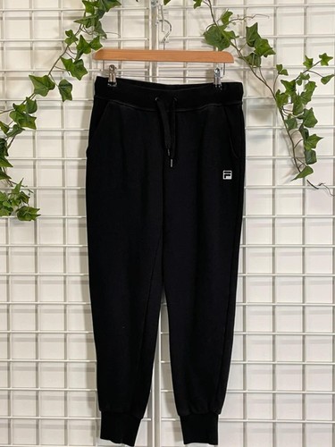 Mens fila black cotton joggers - black,