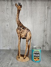 CARVED WOODEN GIRAFFE ORNAMENT 18"