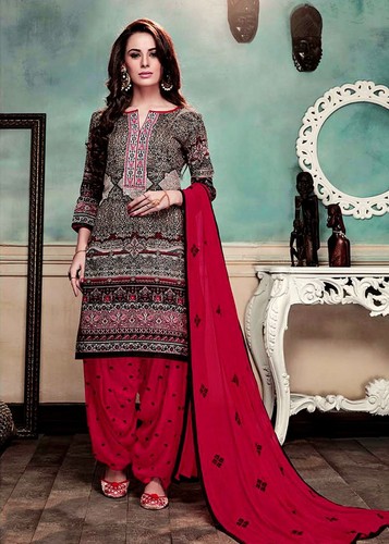 Black red printed cotton - printed,