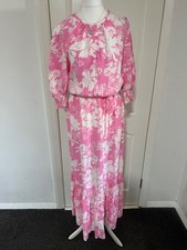 M&S HOLLY WILLOUGHBY FLORAL MIDAXI Waisted Belted Dress Size 8