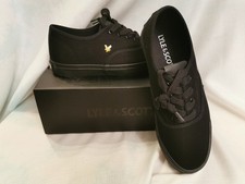 LYLE & SCOTT Trainers 8 Black Lace Up Shoes Mens Canvas Fabric Plimsole