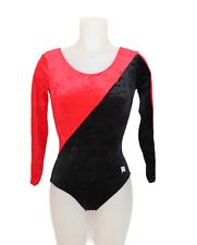 Vintage Gymnastics Leotard -  Rie Ga - Long Sleeve - Red Velour -Fit XS / S