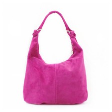 Genuine Suede Leather Plain Shoulder Bag Women Zipped Compartment Handbag VP145