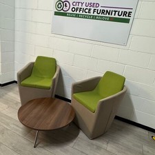 SET - 2 x Allermuir Toga Lounge Chairs, Green / Light Grey w/ Allermuir Coffe...