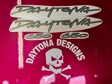 DAYTONA & 650 2005 SILVER & BLACK CUSTOM FAIRING SET OF GRAPHICS DECALS STICKERS