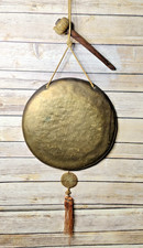 OLD Antique Brass Gong 10.9"