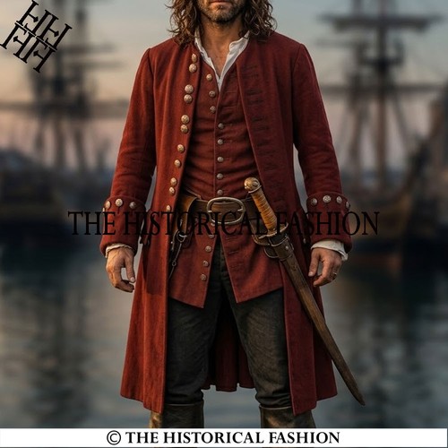 Men pirate captain coat red - men's,