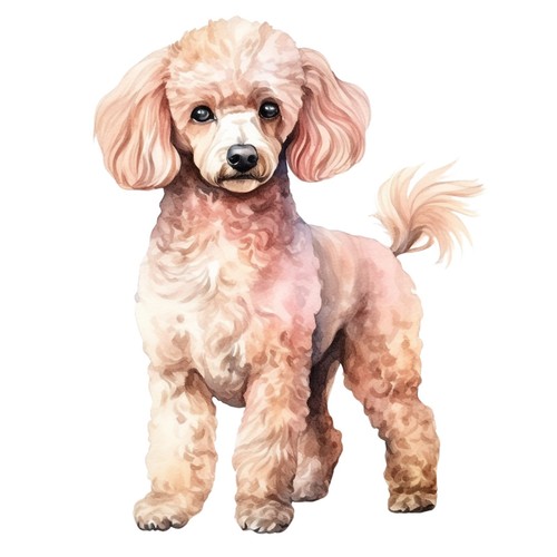Sticker poodle watercolour - 5x,