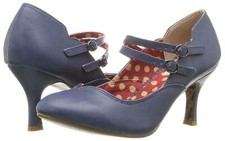 Bettie Page by Ellie Shoes Halen Blue 50s Retro Vintage Pin Up Shoes - UK Size 5