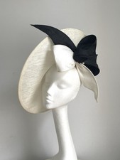 large Ivory white saucer disc hat fascinator Wedding Royal Ascot Kentucky Derby