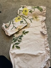 M&S Lt Pink Cotton Floral Single Duvet Cover with Pillow Case