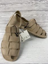 Zara Ancient Greek Style Sand Coloured Soft Leather Sandals Slip On Size 7 PC