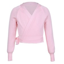 UK Girls Ballet Dance Wrap Top Sweater Ballerina Crossover Cardigan Dancewear