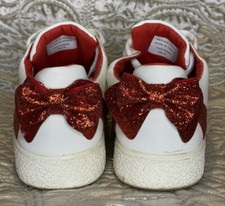 Primark Disney Minnie Mouse White Sneakers CuteRed Glitter Bow Trainers UK6 EU39