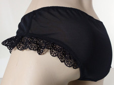Pretty Black Frilly Brief  Panties Knickers UK 8 