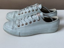 CONVERSE ALL STAR Mint Green Rose Gold Leather Low Top Trainers UK 7, EU 40