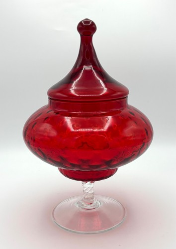 Empoli amberina glass - empoli, lidded