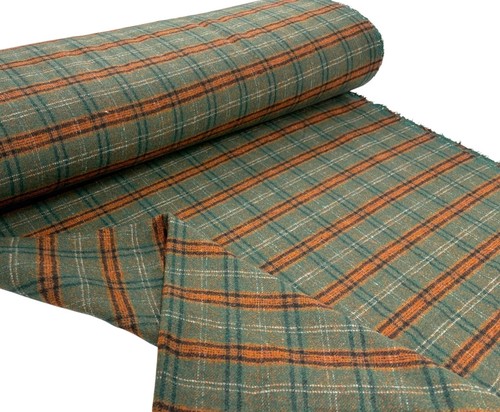 Green hunting check fabric - green,