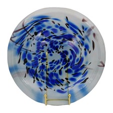 Large Fused Glass Blue Swirl