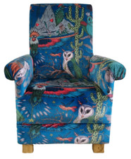 Emma Shipley Frontier Teal Velvet Fabric Adult Armchair Chair Frontier Eagle