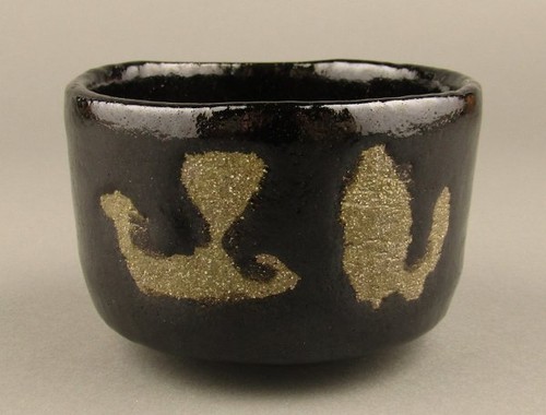 Japanese black tea bowl soraku - japanese,