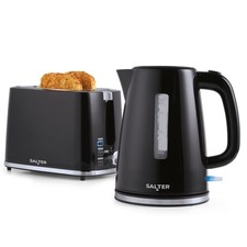Salter Black Kettle & Toaster Set Fast Boil 2-Slice Wide Toast Slots