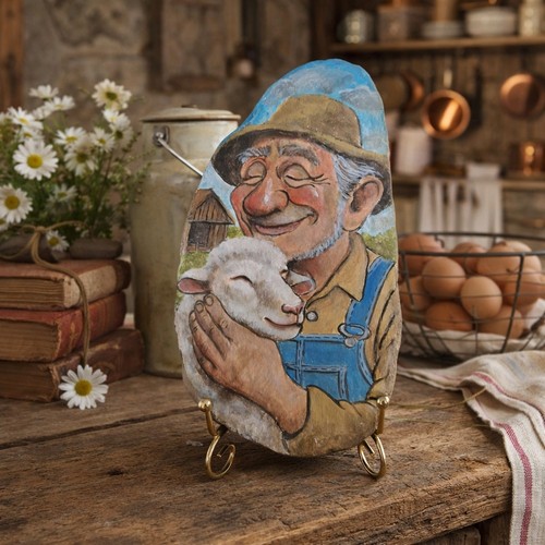 Hand painted stone original - stone,