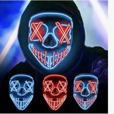 VoagLuk Halloween LED Mask Light Up Purge Mask with 3 Light Modes for Scary