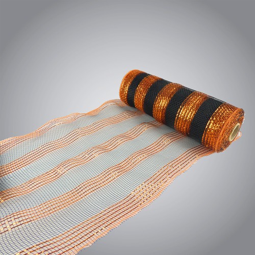 Deco mesh orange black - &,