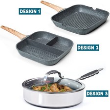 Grill Pan Non Stick Griddle Frying Pot Pan Cooking Steak Breakfast Maker UK