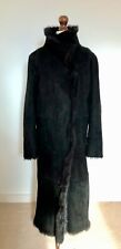 Vintage late 1990s Joseph full length black shearling/ suede fur coat size M