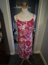 Amaranto Womens Dress UK 18 White Red Pink Floral Midi Strappy Summer Holiday