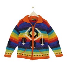 Vintage Ecuador Knitwear Boho Cardigan Womens Size XL Multicoloured Patterned