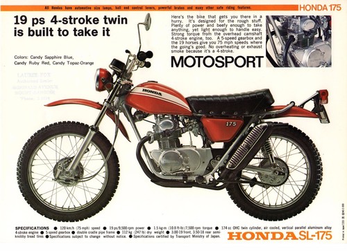 1971 honda sl175 motosport - honda,