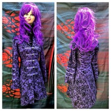 New Hearts & Roses Purple Victorian Flocked Gothic Tail Coat Size 8