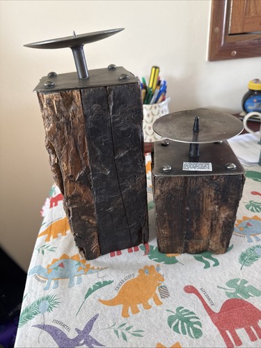 Set two solid wood candle - wood,