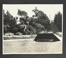 1960s Water Skiing Man Wooden Skis Jumping Trick Competition Cars Vintage Photo