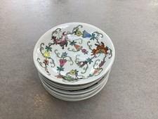 Set Of 8 Chinese Shallow Bowls Butterflies Pattern, W14cm